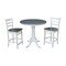International Concepts Round 36 in Rd Ped Gathering Ht Table, 2 Emily Stools, White/Heather Gray, 36 in W, 36 in L, Wood K05-36RT-6B-S6172-2 - alternate 1